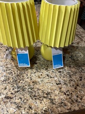 Room Essentials Bright Yellow Pleated Shade Table Lamps (Set of 2)